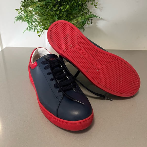 Emporio Armani Red and Navy Sneakers - Picture 8 of 15